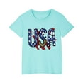 thumbnail image 1 of Vestido Corto de Verano Niños Niños Niñas Camiseta de Algodón Cuello Redondo Lindo Día de la Independencia Imprimir Top, 1 of 6
