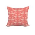 thumbnail image 1 of 22 x 22 Inch Flamingo Heart Martini Coral Tropical Print Decorative Polyester Throw Pillow with Linen Texture, 1 of 1