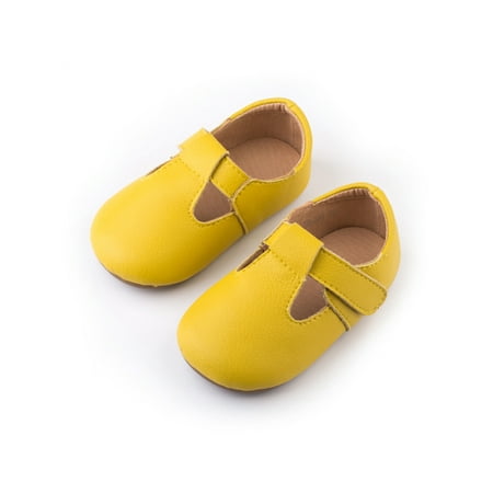 

Gomelly Girl Flats Ankle Strap Princess Shoe Comfort Mary Jane Slip On Dress Shoes Performance Wedding Yellow (H) 10C