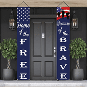American Flag Patriotic Soldier Porch Sign Banners,Patriotic Decoration for Memorial Day-4th of July Decor Hanging,Independence Day Veterans Day Labor Day Hanging Banner for Yard Indoor Outdoor