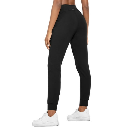 BALEAF Women's Jogger Sweatpants Yoga Athletic Sweat Pants Tapered Active Lounge Casual Drawstring Cuffed Ankle with Pockets Black S