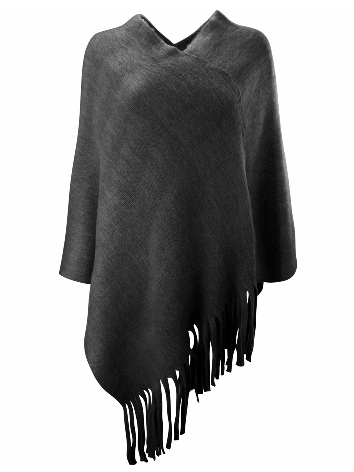 black v neck poncho
