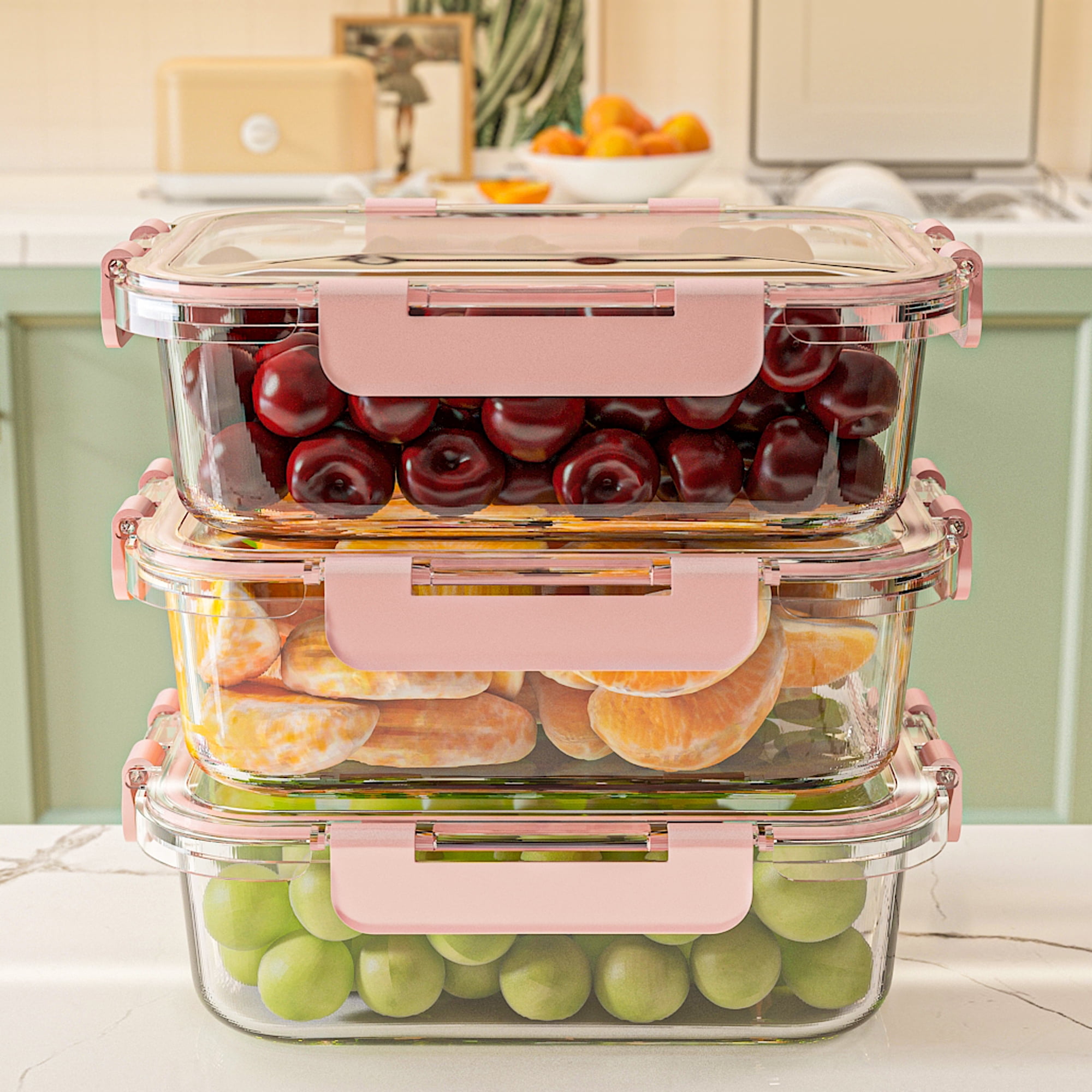 21Pcs Glass Food Storage Containers with Lids, Glass Airtight Meal Prep Container Set for Lunch, Kitchen Pantry Organizers and Storage, Leak Proof