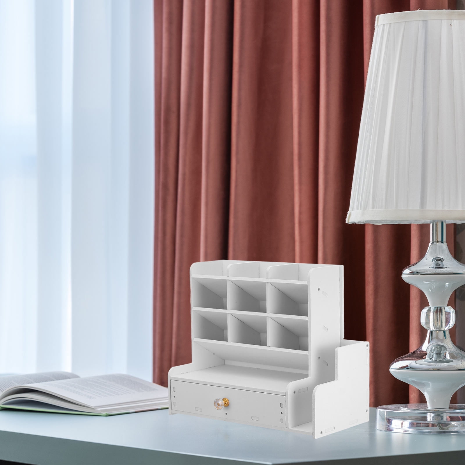 HINTRMENT Desk Marker Holder White Desktop Pen Stand for Office and Home Storage