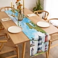 thumbnail image 3 of Lighthouse Table Runner - 108 Inch Long, Kitchen Dining Table Runner Dresser Scarves, Red Black Summer Oil Painting Ocean Beach Farmhouse Decor for Coffee Tables Wedding Party Banquet, 3 of 8