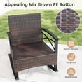 thumbnail image 4 of Gymax Set of 3 Rattan Rocking Chair Set w/Acacia Wood Tabletop Armrests for Porch Balcony Beige, 4 of 9