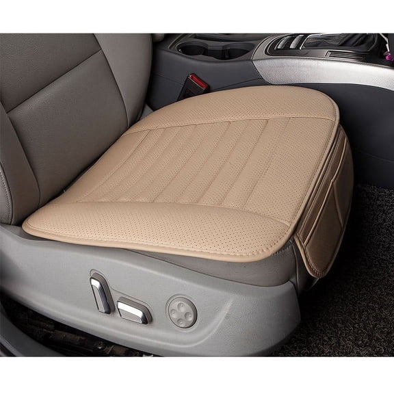 Universal Car Seat Cushion with Memory Silk Wadding | Non-Slip Rubber Bottom & Storage Pouch | 52x50cm Buckwheat Hull Back Support for Driving Comfort