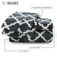 thumbnail image 2 of Lux Decor Queen Bed Sheet Set 4 Piece, Soft Microfiber, Deep Pockets - Quatrefoil Pattern, 1 Fitted & 1 Flat Sheet, 2 Pillowcases, Black, 2 of 8