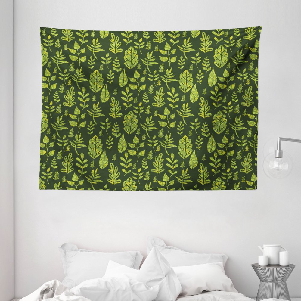 Sage Tapestry, Patterned Green Leaves Nature Inspired Composition Fresh