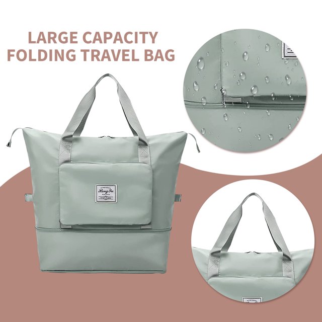 Bolsa de viaje de deporte plegable de gran capacidad impermeable para mujer (Verde) JShteea Para Estrenar