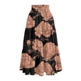 thumbnail image 4 of Women's Printed Casual Skirt Floral Pattern High Waist Flowy Midi Length Summer Fashion A Line Brown S, 4 of 4