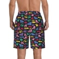 thumbnail image 3 of Kdxio Colorful Excavator Pattern Mens Casual Shorts - Drawstring Summer Beach Sports Shorts for Men, 3 of 9