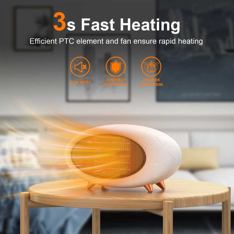 Portable Electric Space Heater,600W Energy Efficient Small Desk Heater for  Indoor Use,PTC Fast Heating Ceramic Heater for Room Home Office Use(White)  - Walmart.com