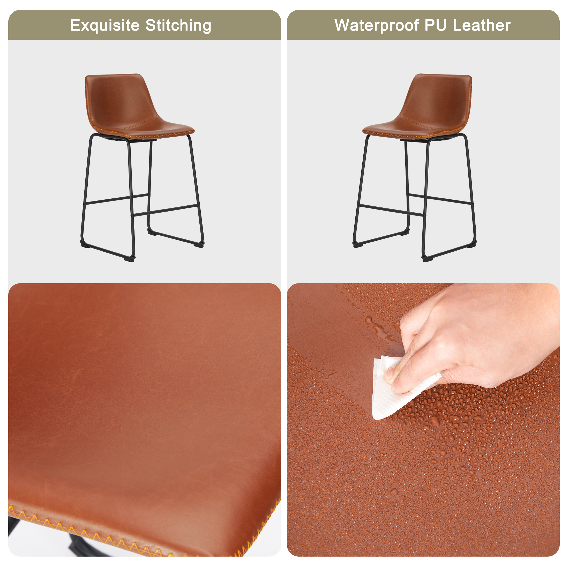 Concetta Counter Height Bar Stools, Set of 2, Brown photo 4