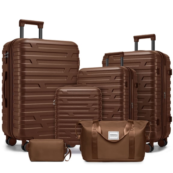 6 Piece Luggage Set With Duffel Bags And Hardside Expandable Suitcases Featuring Spinner Wheels Travel Gear