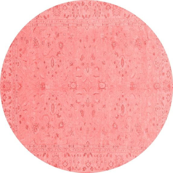 Ahgly Company Machine Washable Indoor Round Abstract Red Modern Area Rugs, 5' Round