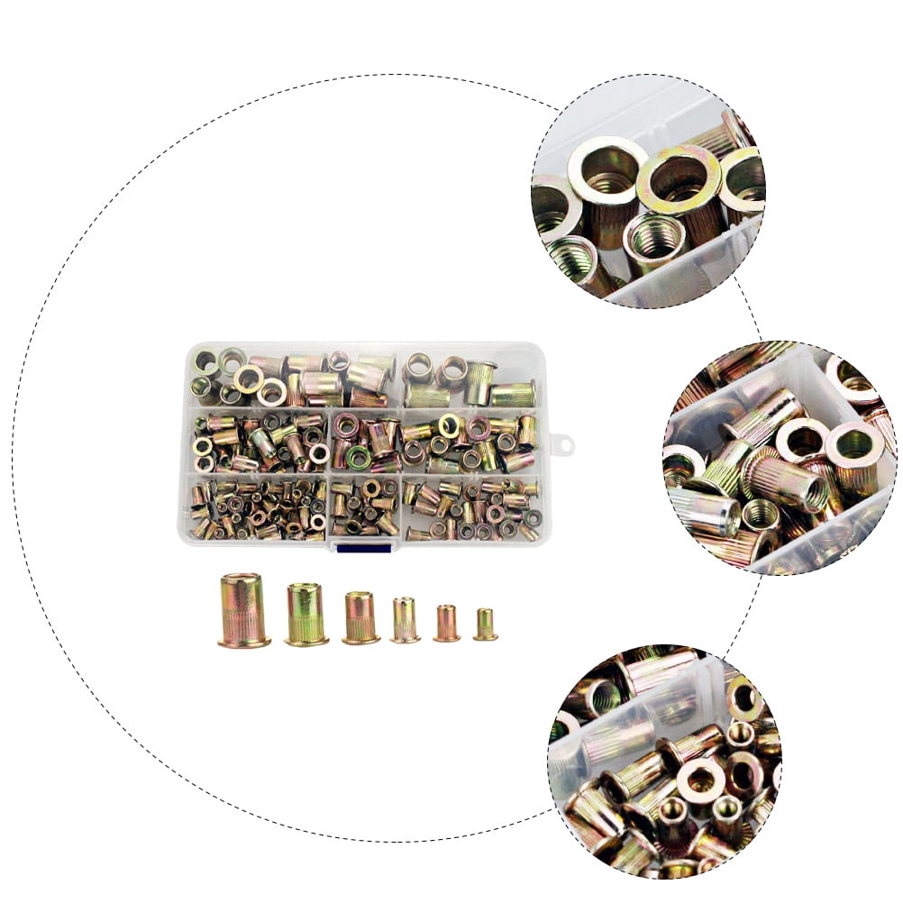 300 pcs  Assorted Rivet Nuts Stainless Steel Nuts Utility Screws Nuts Flat Head Nut