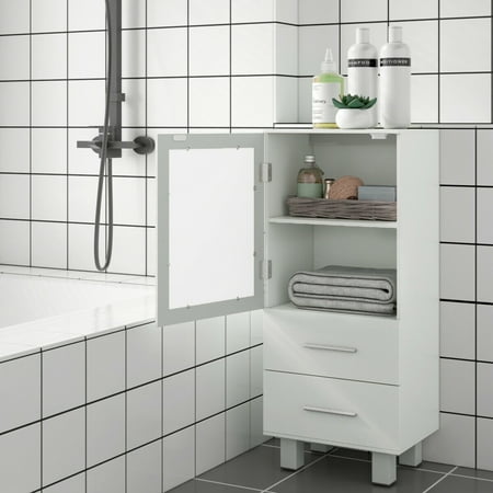 Costway Meuble De Rangement Armoire De Rangement Salle De Bain Commode Armoire Blanche Mdf 55 X 30 X 81 Cm Avec 4 Tiroirs 1 Porte Walmart Canada