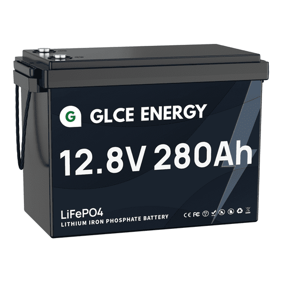 GLCE ENERGY LiFePO4 12V 300Ah(280Ah) Battery, Built-in 200A BMS, 3584Wh LiFePO4 Battery, Low Temp Protection, Perfect for RV, Solar System