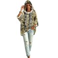 thumbnail image 5 of Womens Casual Drawstring Hoodie 3/4 Sleeve All Over Leaf Print Relax Fit Lightweight Blouse For Weekend Gathering, 5 of 7