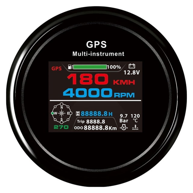 10 In 1 Multi-functional Car Boat Digital GPS meter Tachometer 0-9999RPM TFT Screen Display Hour Fuel/Water Temp Gau