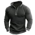 thumbnail image 4 of Zipper Hoodies Men Quarter Zip Hoodie Stand Collar Solid Lightweight Pullover Long Sleeve Mens Sweatshirts Crewneck Grey L, 4 of 4