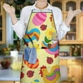 thumbnail image 6 of Yellow Chicken Colorful Rooster Egg Pattern Apron-Garden Aprons for Women with Pockets-Cotton Linen Waterproof Kitchen Cooking Gardening Aprons Adjustable for Kitchen,Cooking,BBQ and Salon 33x27 Inch, 6 of 7