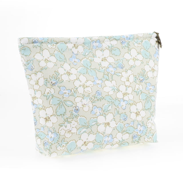 1 pieza de bolsa de cosméticos duradera para actividades al aire libre, vacaciones, color verde y azul, algodón
