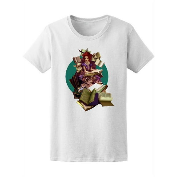 Fantasy Vintage Girl Books Tee Women's -Image by Shutterstock