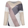 thumbnail image 3 of Haut Classique Doux pour Femmes Col en V Imprimé Manches Longues Polyester (Beige, m), 3 of 5