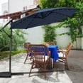 thumbnail image 5 of GIVIMO 10 Feet 360° Rotation Solar Powered LED Patio Offset Umbrella without Weight Base,Navy, 5 of 10