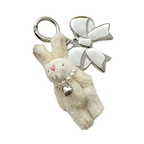 Plush Bear Keychain Charm with Bows for Women Bag Pendant Handbag Accessory