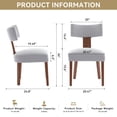 thumbnail image 6 of Hassch Linen Upholstered Dining Chairs Set of 2, Modern Armless Kitchen Chairs with Curved Backrest and Rubber Wood Legs, for Home Office and Living Space, Gray, 6 of 10