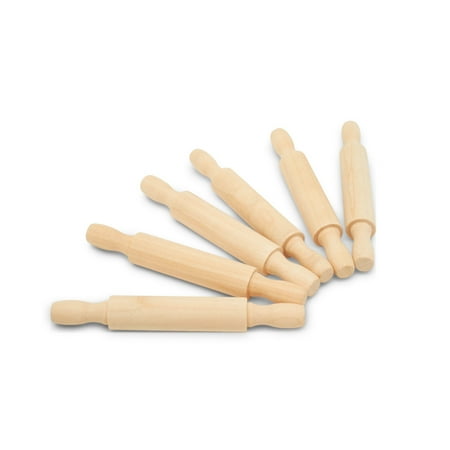 

Wooden Mini Rolling Pin 5 Inches Long Pack of 25 Great for in The Kitchen Play-doh Crafting and Imaginative Play by Woodpeckers