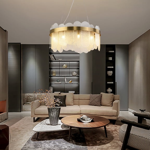 Crystal Glass Chandelier Round Pendant Lamp Luxury Ceiling Light Home Lighting Fixture