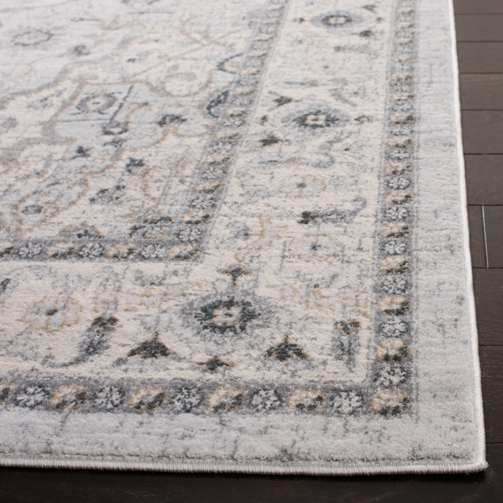 SAFAVIEH Glamour Cionadogh Distressed Floral Wool Area Rug, Blue/Ivory, 4' x 6'