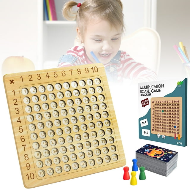 Hearth & Gear Multiplication Board Math Game For Kids 8 12 Math Manipulatives Set With 100PCS Cards For Kids 6 8 Years Old Montessori Counting Toy For Boys Girls Preschool Learning Game for Toddlers