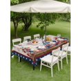 thumbnail image 4 of Outdoor Tablecloth with Umbrella Hole for Patio/Picnic/Party/Camping, Independence Day Waterproof Table Cloth Rectangle Table Cover Washable, American Flag Star Floral Beige Rustic (60"x 102"), 4 of 9