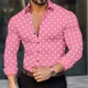 thumbnail image 1 of Camisa hawaiana para hombre con botones, manga larga, solapa de lunares, ropa de calle para exteriores, moda informal, transpirable y cómoda, 1 of 6