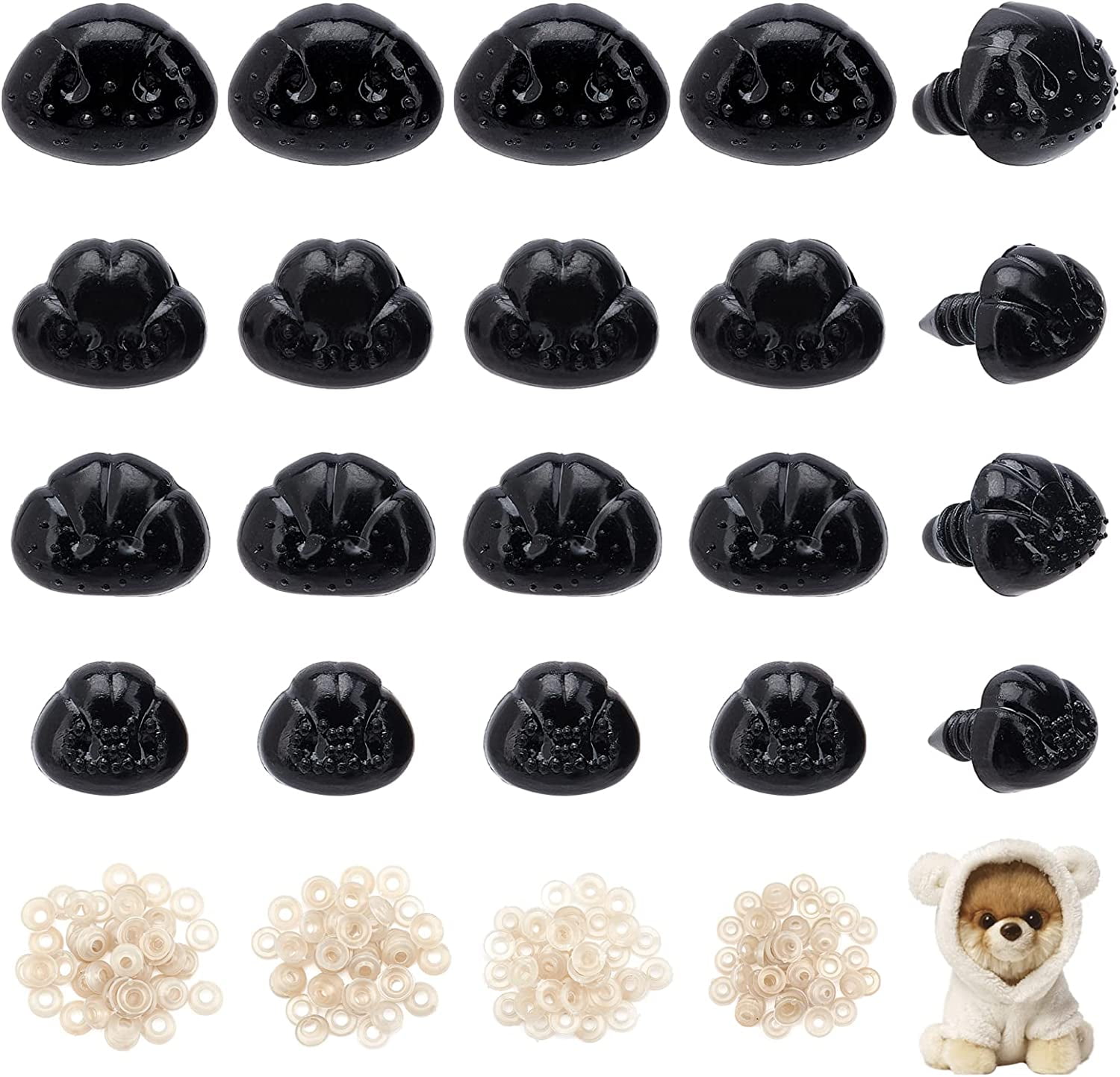 200 Sets Plastic Safety Noses 4 Styles Dog Noses Crafts Amigurumi Nose