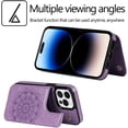 thumbnail image 2 of Design for iPhone 14 Pro Case with Tempered Glass Screen Protector Credit Card Holder Slot, PU Leather Wallet Phone Cases Kickstand Protective Cover for iPhone14pro Women 6.1 inch Purple, 2 of 16