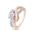 thumbnail image 3 of 1 Carat Round Cut Lab Created Moissanite Diamond Engagement Rings for Women 14K Rose Gold Plated Silver Ring Twisting Moissanite Rings-10, 3 of 6