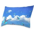 thumbnail image 2 of Bright Butterflies Flying The Blue Sky Velvet Oblong Lumbar Plush Throw Pillow Cover/Shams Cushion Case - 16x24in - Decorative Invisible Zipper Design for Couch Sofa Pillowcase Only, 2 of 7