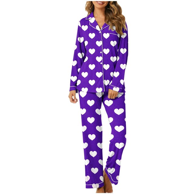 Tnhcen Ensemble de Pyjama 2 Pcs à Manches Longues pour Femmes avec Boutons et Poches pour Se Détendre