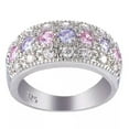 thumbnail image 2 of Women's Pink&Purple White AAA CZ Band 925 Silver Engagement Wedding Ring Sz 6-10, 2 of 6