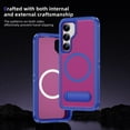 thumbnail image 5 of for Samsung Galaxy S25+ Case,[Built-in Invisible Kickstand],Compatible with MagSafe,Military-Grade Drop Protection Double Layer Shockproof Slim Translucent Matte Phone Case,Blue+Rose, 5 of 7