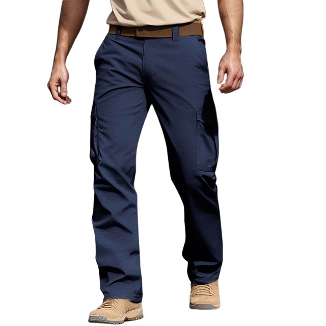 Men's Casual Cargo Pants - Elastic Waist Drawstring, Zipper Pockets, Solid Color - Outdoor Sport Training Trousers, Spring Summer - S-XXXXXL