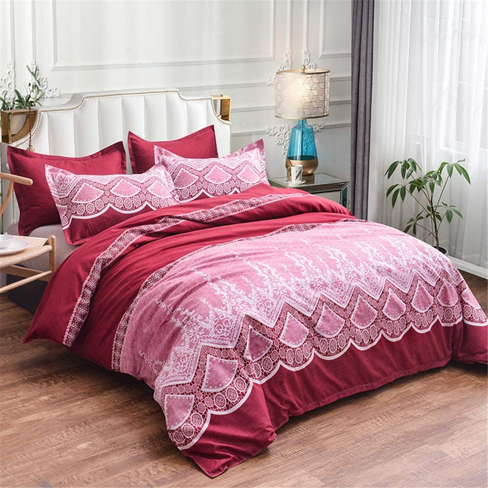 Jacquard Modern Farmhouse Duvet Quilt Cover Set Queen Reversible Bedding Set ，1 Duvet Cover + 2