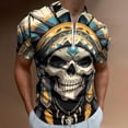 thumbnail image 2 of Indian Devil Skull Men Zipper T-shirt Summer Casual Short Sleeve T-shirt Top, 2 of 7