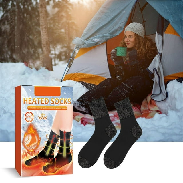 QIPOPIQ Heated Socks, Foot Warmer, Cold Weather Heated Socks for Men Women, Floor Socks, Washable Winter Warm Socks Heated Socks for Outdoor Work Fishing Hunting Riding Skiing Cycling Camping